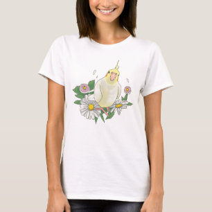 Schattige Valkenparkiet Bloem Illustratie T-shirt