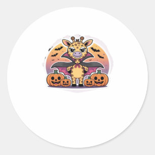 Schattige Vampier Giraffe Halloween � Grappige Gri Ronde Sticker