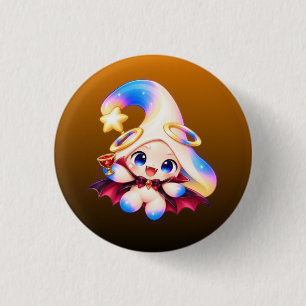 Schattige Vampier Halloween Pastel Knoop - Griezel Ronde Button 3,2 Cm