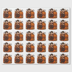 Schattige Vampier Halloween Pompoen Kat Spooky Her Cadeaupapier