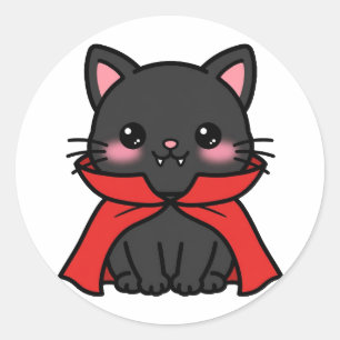 Schattige Vampier Kat Halloween Ronde Sticker