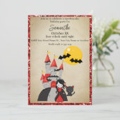 Schattige Vampier Meisje en Haunted Castle Hallowe Kaart (Staand voorkant)