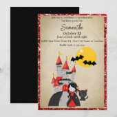 Schattige Vampier Meisje en Haunted Castle Hallowe Kaart (Voorkant / Achterkant)