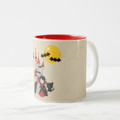 Schattige Vampier Meisje en Haunted Castle Hallowe Tweekleurige Koffiemok (Voorkant rechts)