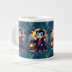 Schattige vampier met lantaarn Kawaii Halloween Grote Koffiekop