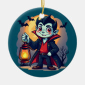 Schattige vampier met lantaarn Kawaii Halloween Keramisch Ornament (Voorkant)