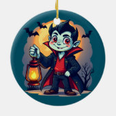 Schattige vampier met lantaarn Kawaii Halloween Keramisch Ornament (Achterkant)