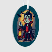 Schattige vampier met lantaarn Kawaii Halloween Ornament (voorkant)