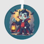 Schattige vampier met lantaarn Kawaii Halloween Ornament (achterkant)