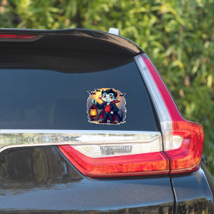 Schattige vampier met lantaarn Kawaii Halloween Sticker