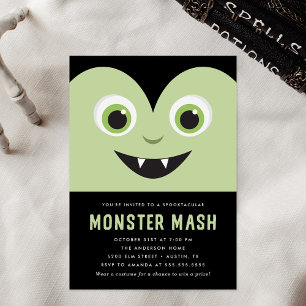 Schattige Vampier Monster Mash Halloween-feest Kaart