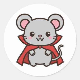 Schattige Vampier Muis Halloween Ronde Sticker