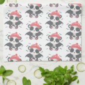 Schattige Vampier Panda Vleermuizen Geest Witte Ha Theedoek (Gevouwen)
