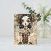 Schattige Vampierpop Mixed Media Briefkaart (Staand voorkant)