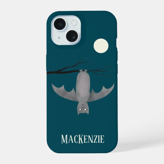 Schattige vampiervleermuis gepersonaliseerd iPhone 15 case (Achterkant)