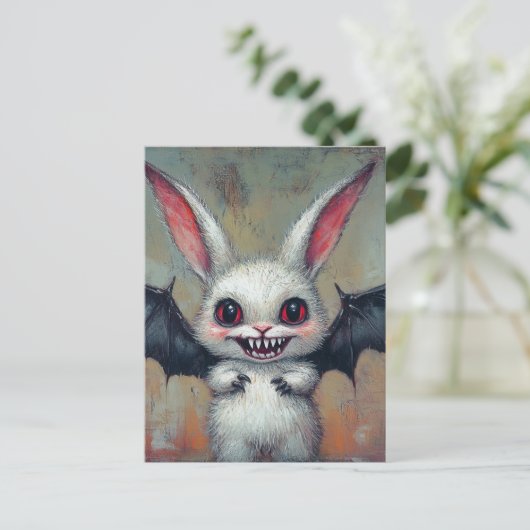 Schattige Vampire Bat Bunny Briefkaart (Staand voorkant)