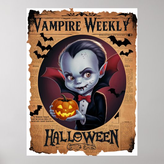 Schattige Vampire stijl Halloween krant Poster (Voorkant)