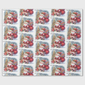 Schattige Van Santa Voeg de Naam van het Kind van  Cadeaupapier (Vlak)