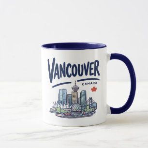 Schattige Vancouver BC Canada Kleurrijke Skyline S Mok