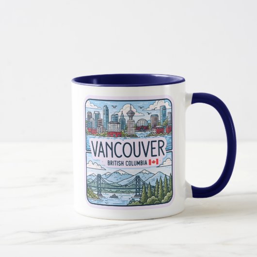 Schattige Vancouver BC Canada Silhouette Stadsgezi Mok (Rechts)