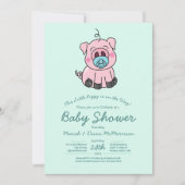 Schattige Varken Baby shower Kawaii Blue Boy Kaart (Voorkant)