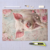Schattige Varken Blush Rozen Bloemen Shabby Decoup Tissuepapier (Craft)