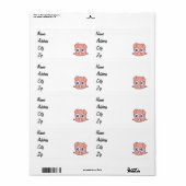 Schattige varken clipart etiket (Full Sheet)