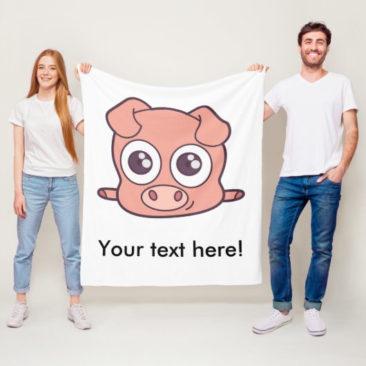 Schattige varken clipart fleece deken (In situ)