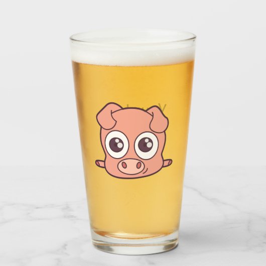 Schattige varken clipart glas (Voorkant gevuld)