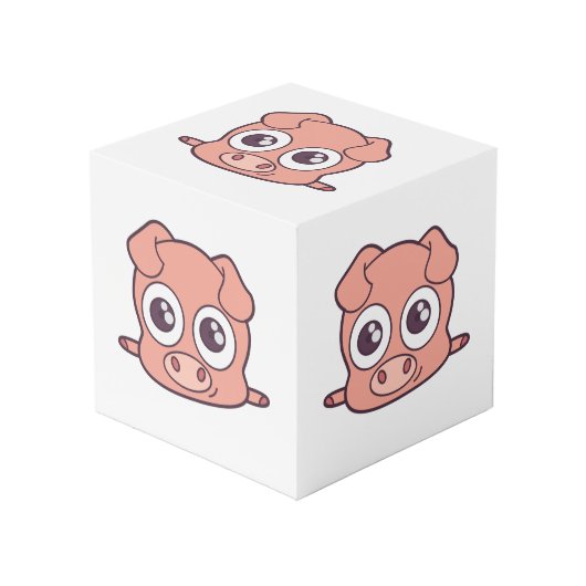 Schattige varken clipart kubus (Voorkant hoekig)