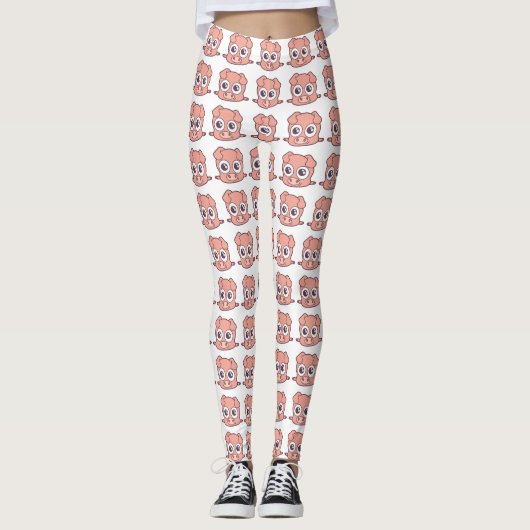 Schattige varken clipart leggings (Voorkant)