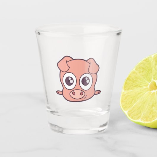 Schattige varken clipart shot glas (Voorkant)