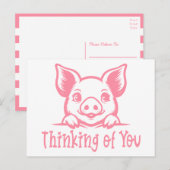 Schattige varken dat aan je denkt, Miss You, Pink  Briefkaart (Voorkant / Achterkant)