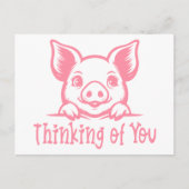 Schattige varken dat aan je denkt, Miss You, Pink  Briefkaart (Voorkant)