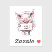 Schattige varken, Happy Mail, Sticker (Vel)