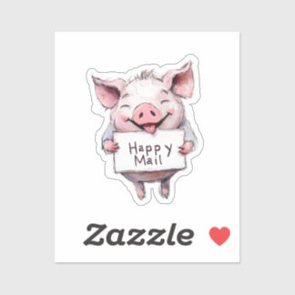 Schattige varken, Happy Mail, Sticker