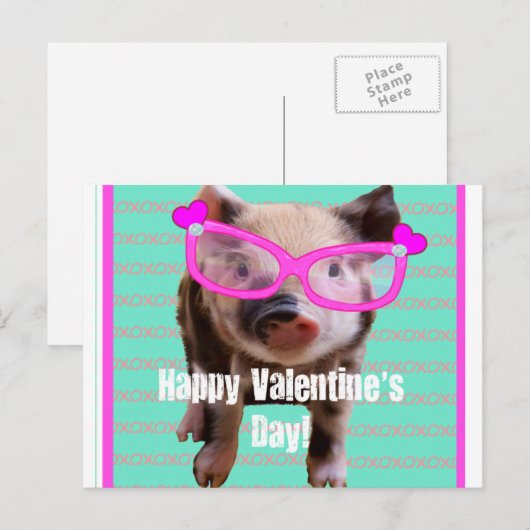 Schattige varken - Happy Valentijnsdag Feestdagenkaart (Voorkant / Achterkant)