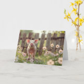 Schattige varken in de bloementuin kaart (Gele Bloem)