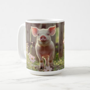 Schattige varken in de bloementuin koffiemok