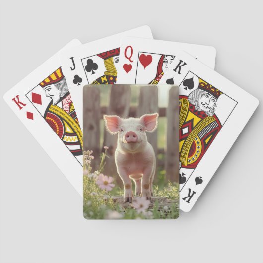 Schattige varken in de bloementuin pokerkaarten (Achterkant)