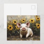 Schattige varken in de modder briefkaart (Voorkant / Achterkant)