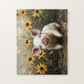Schattige varken in de modder legpuzzel (Verticaal)