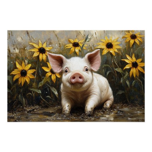 Schattige varken in de modder perfect poster (Voorkant)