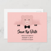 Schattige Varken in een Bow Stropdas Party Briefkaart (Voorkant / Achterkant)