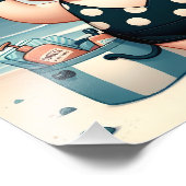 Schattige Varken in Polka Dot Zwempak op het stran Foto Afdruk (Hoek)