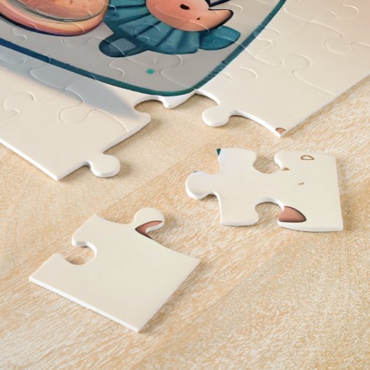 Schattige Varken in Polka Dot Zwempak op het stran Legpuzzel (Zijkant)