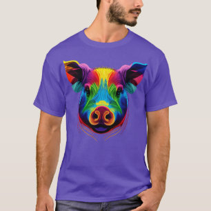 Schattige Varken Kleurrijke Gezicht Art Gezicht Gr T-shirt