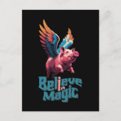 Schattige Varken met Kleurrijke vleugels | Geloof Briefkaart (Voorkant)