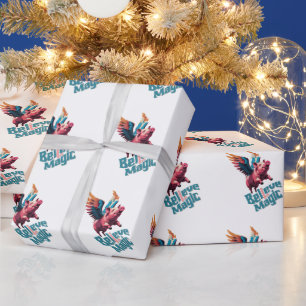 Schattige Varken met Kleurrijke vleugels   Geloof  Cadeaupapier