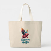 Schattige Varken met Kleurrijke vleugels | Geloof  Grote Tote Bag (Achterkant)